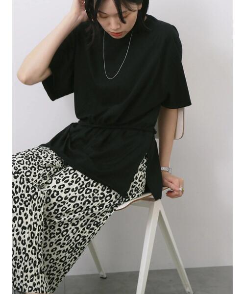 Samansa Mos2 blue(サマンサモスモスブルー)の「◎【接触冷感】ウエストリボンTシャツ(Tシャツ/カットソー・レディース・ブラック/オフホワイト/トップグレー・F)」の19枚目の写真