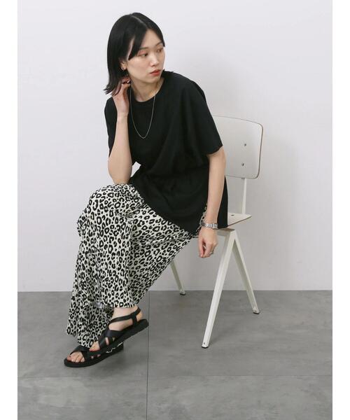 Samansa Mos2 blue(サマンサモスモスブルー)の「◎【接触冷感】ウエストリボンTシャツ(Tシャツ/カットソー・レディース・ブラック/オフホワイト/トップグレー・F)」の17枚目の写真