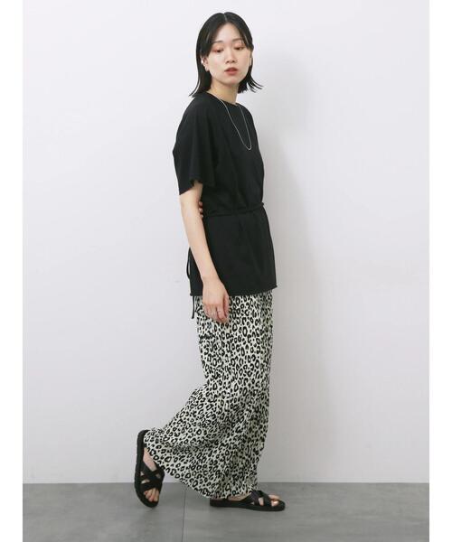 Samansa Mos2 blue(サマンサモスモスブルー)の「◎【接触冷感】ウエストリボンTシャツ(Tシャツ/カットソー・レディース・ブラック/オフホワイト/トップグレー・F)」の12枚目の写真