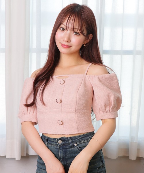 ツイードオフショルトップス（その他トップス）｜LIPSERVICE