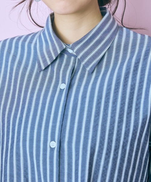 marun（マルン）の「＜大きいサイズ＞２点セット（ストライプシャツ＋ワンピース） marun（ワンピース・レディース・ネイビー/ピンク・4L/3L/LL/L/5L）」の15枚目の写真