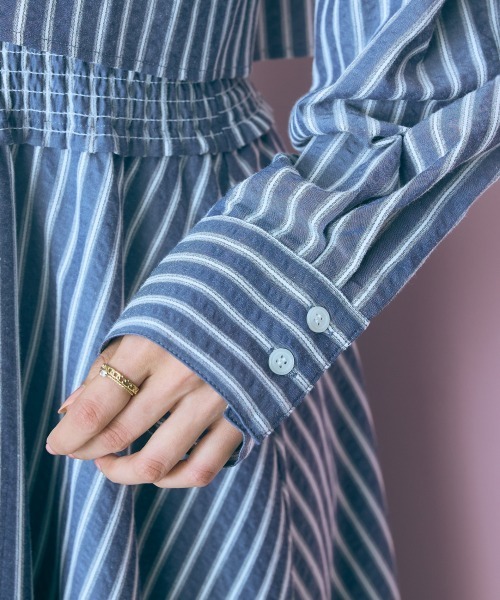 marun（マルン）の「＜大きいサイズ＞２点セット（ストライプシャツ＋ワンピース） marun（ワンピース・レディース・ネイビー/ピンク・4L/3L/LL/L/5L）」の17枚目の写真