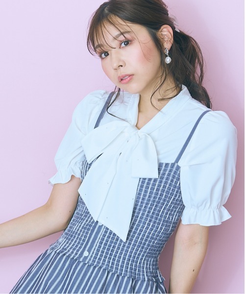 marun（マルン）の「＜大きいサイズ＞２点セット（ストライプシャツ＋ワンピース） marun（ワンピース・レディース・ネイビー/ピンク・4L/3L/LL/L/5L）」の6枚目の写真