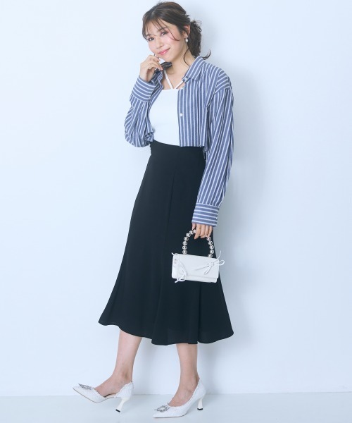 marun（マルン）の「＜大きいサイズ＞２点セット（ストライプシャツ＋ワンピース） marun（ワンピース・レディース・ネイビー/ピンク・4L/3L/LL/L/5L）」の9枚目の写真