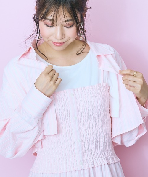 marun（マルン）の「＜大きいサイズ＞２点セット（ストライプシャツ＋ワンピース） marun（ワンピース・レディース・ネイビー/ピンク・4L/3L/LL/L/5L）」の12枚目の写真