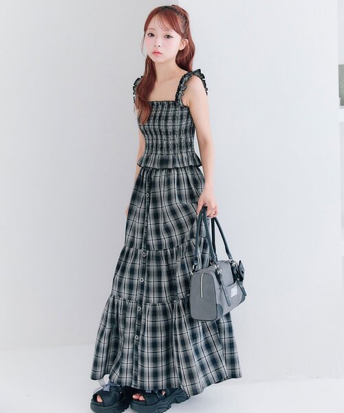 OLIVE des OLIVE（オリーブデオリーブ）の「ティアードロングスカート（スカート・レディース・ブラック/オフホワイト・FREE）」の18枚目の写真