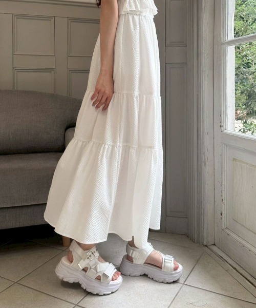 OLIVE des OLIVE（オリーブデオリーブ）の「ティアードロングスカート（スカート・レディース・ブラック/オフホワイト・FREE）」の10枚目の写真