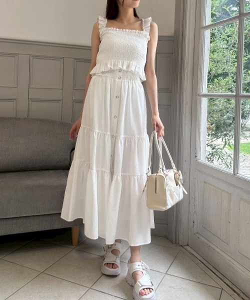 OLIVE des OLIVE（オリーブデオリーブ）の「ティアードロングスカート（スカート・レディース・ブラック/オフホワイト・FREE）」の12枚目の写真