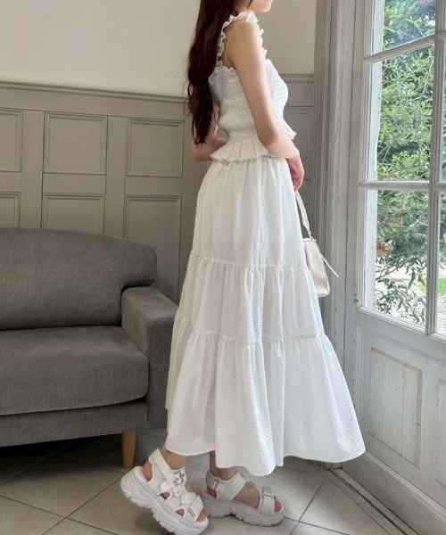 OLIVE des OLIVE（オリーブデオリーブ）の「ティアードロングスカート（スカート・レディース・ブラック/オフホワイト・FREE）」の13枚目の写真