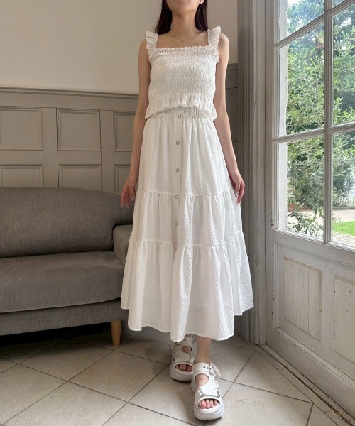 OLIVE des OLIVE（オリーブデオリーブ）の「ティアードロングスカート（スカート・レディース・ブラック/オフホワイト・FREE）」の14枚目の写真