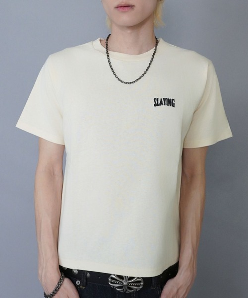 SPINNS（スピンズ）の「短丈Tシャツ/ワンポイントロゴ/ショート丈（Tシャツ/カットソー・メンズ・ブラック系その他/ブラック/アイボリー・M）」の12枚目の写真