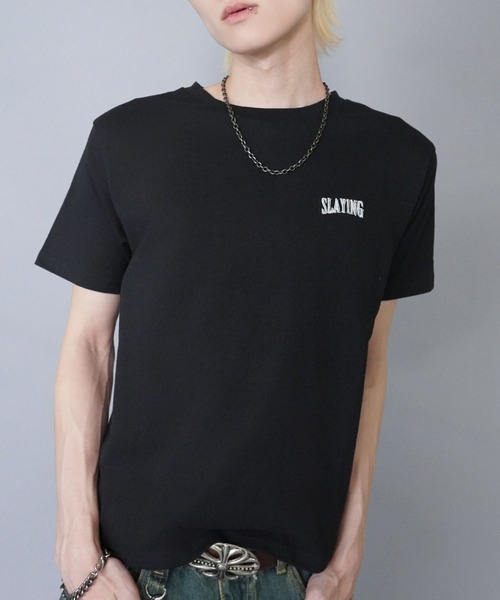 SPINNS（スピンズ）の「短丈Tシャツ/ワンポイントロゴ/ショート丈（Tシャツ/カットソー・メンズ・ブラック系その他/ブラック/アイボリー・M）」の15枚目の写真