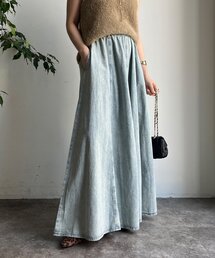 新品　DOUDOU コットンフレアスカート　ドゥドゥ　ブルー セール】【WEB限定】 コットンフレアスカート（スカート