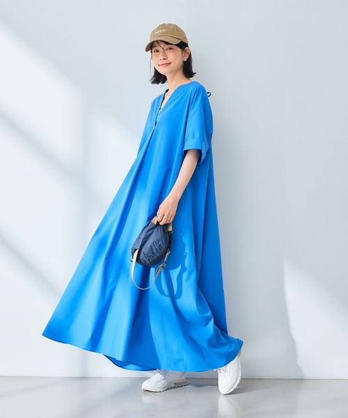 CROSS FUNCTION（クロスファンクション）の「《シワになりにくい》エブ楽 ブロードバックデザインワンピース【CROSS FUNCTION/クロスファンクション】（ワンピース・レディース・ブルー/ブラック・M/L/LL）」の2枚目の写真