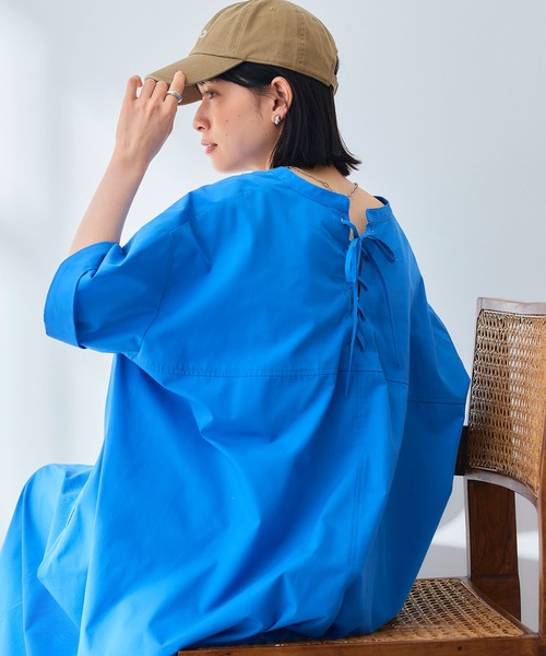 CROSS FUNCTION（クロスファンクション）の「《シワになりにくい》エブ楽 ブロードバックデザインワンピース【CROSS FUNCTION/クロスファンクション】（ワンピース・レディース・ブルー/ブラック・M/L/LL）」の10枚目の写真