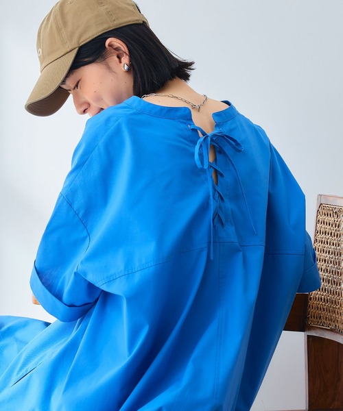 CROSS FUNCTION（クロスファンクション）の「《シワになりにくい》エブ楽 ブロードバックデザインワンピース【CROSS FUNCTION/クロスファンクション】（ワンピース・レディース・ブルー/ブラック・M/L/LL）」の11枚目の写真