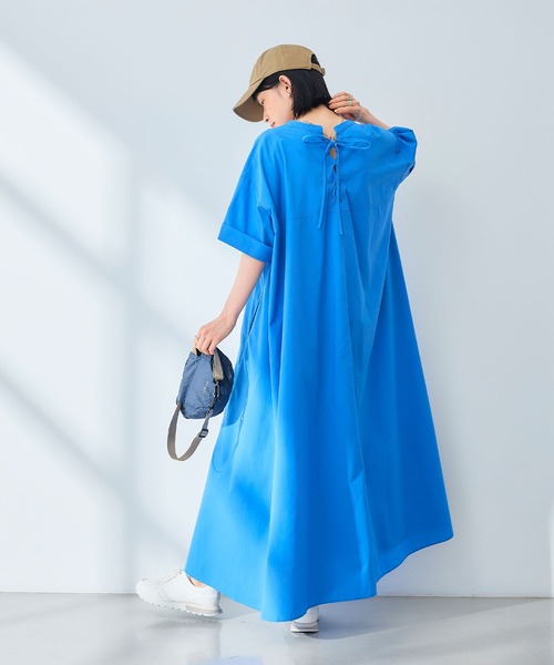 CROSS FUNCTION（クロスファンクション）の「《シワになりにくい》エブ楽 ブロードバックデザインワンピース【CROSS FUNCTION/クロスファンクション】（ワンピース・レディース・ブルー/ブラック・M/L/LL）」の3枚目の写真