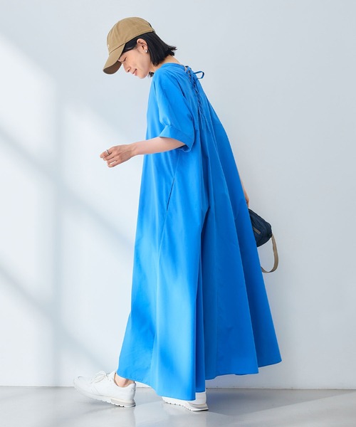 CROSS FUNCTION（クロスファンクション）の「《シワになりにくい》エブ楽 ブロードバックデザインワンピース【CROSS FUNCTION/クロスファンクション】（ワンピース・レディース・ブルー/ブラック・M/L/LL）」の7枚目の写真