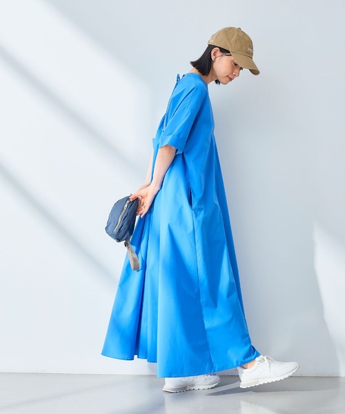 CROSS FUNCTION（クロスファンクション）の「《シワになりにくい》エブ楽 ブロードバックデザインワンピース【CROSS FUNCTION/クロスファンクション】（ワンピース・レディース・ブルー/ブラック・M/L/LL）」の8枚目の写真