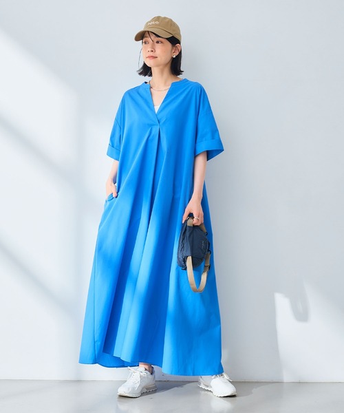 CROSS FUNCTION（クロスファンクション）の「《シワになりにくい》エブ楽 ブロードバックデザインワンピース【CROSS FUNCTION/クロスファンクション】（ワンピース・レディース・ブルー/ブラック・M/L/LL）」の4枚目の写真