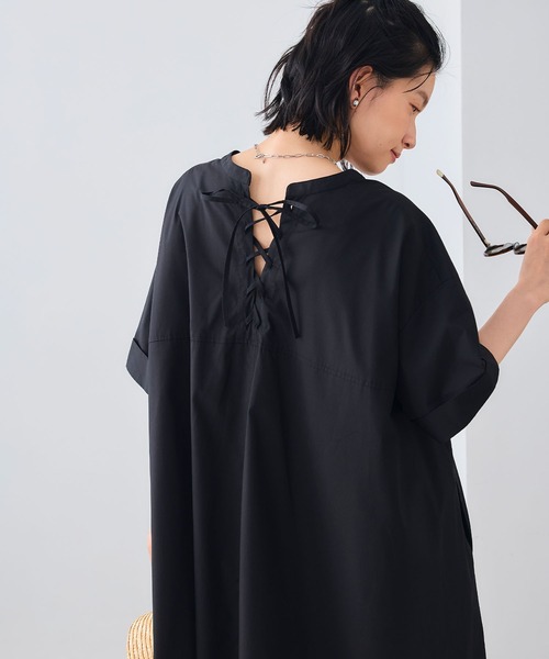 CROSS FUNCTION（クロスファンクション）の「《シワになりにくい》エブ楽 ブロードバックデザインワンピース【CROSS FUNCTION/クロスファンクション】（ワンピース・レディース・ブルー/ブラック・M/L/LL）」の19枚目の写真