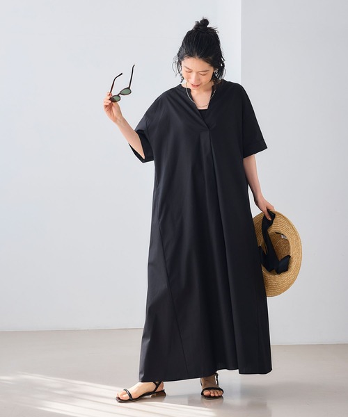 CROSS FUNCTION（クロスファンクション）の「《シワになりにくい》エブ楽 ブロードバックデザインワンピース【CROSS FUNCTION/クロスファンクション】（ワンピース・レディース・ブルー/ブラック・M/L/LL）」の15枚目の写真