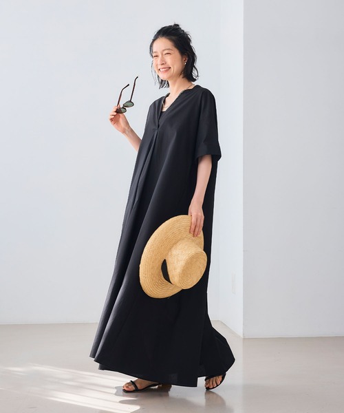 CROSS FUNCTION（クロスファンクション）の「《シワになりにくい》エブ楽 ブロードバックデザインワンピース【CROSS FUNCTION/クロスファンクション】（ワンピース・レディース・ブルー/ブラック・M/L/LL）」の12枚目の写真