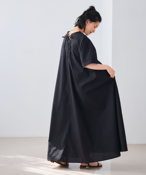 CROSS FUNCTION（クロスファンクション）の「《シワになりにくい》エブ楽 ブロードバックデザインワンピース【CROSS FUNCTION/クロスファンクション】（ワンピース・レディース・ブルー/ブラック・M/L/LL）」の16枚目の写真