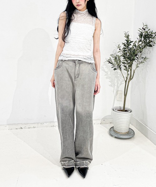 Y/lim(イリム)の「モックネックメッシュレーストップス(Tシャツ/カットソー・レディース・ブラック/オフホワイト・L/M)」の22枚目の写真