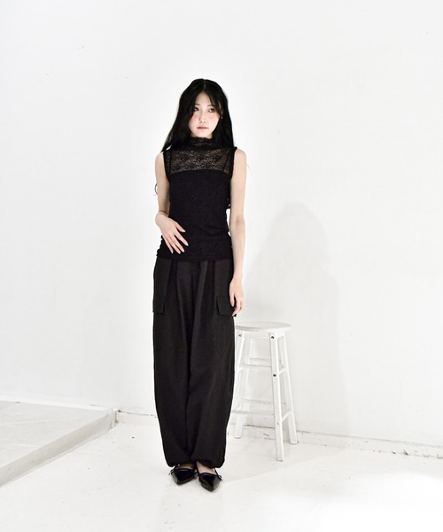 Y/lim(イリム)の「モックネックメッシュレーストップス(Tシャツ/カットソー・レディース・ブラック/オフホワイト・L/M)」の3枚目の写真