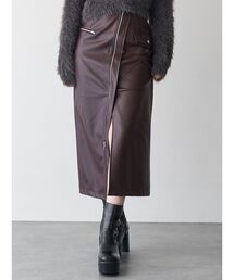 STRENESSE レザースカート　ボルドー lum-bsq91-004.jpg