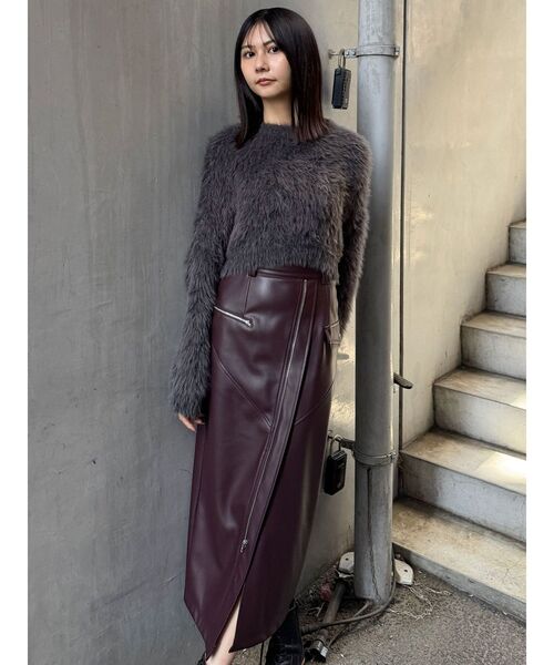 セール】ZIPスリットフェイクレザースカート（スカート）｜MURUA