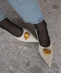 YENNA（イェンナ）の「ゴールドモチーフギャザーバレエシューズ（バレエシューズ）」