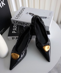 YENNA（イェンナ）の「ゴールドモチーフギャザーバレエシューズ（バレエシューズ）」