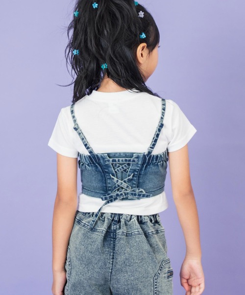 ANAP kids（アナップキッズ）の「バッグ スピンドル ビスチェ × Tシャツ SET 【ジュニアお揃い】（Tシャツ/カットソー・キッズ・ベージュ/ブルー・130cm/120cm）」の17枚目の写真