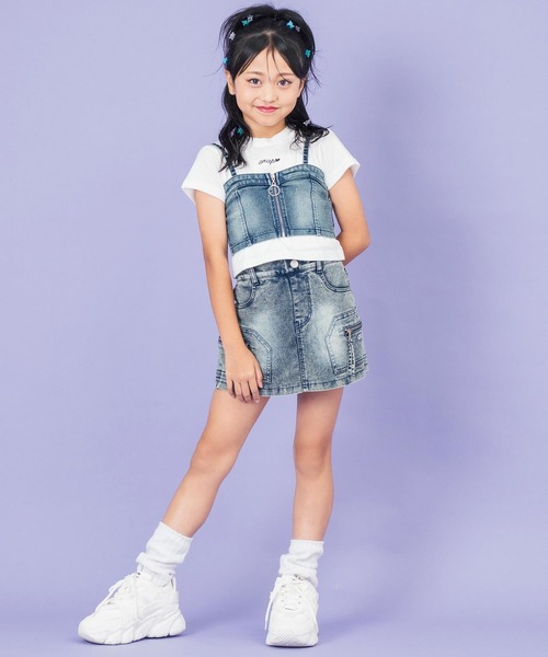 ANAP kids（アナップキッズ）の「バッグ スピンドル ビスチェ × Tシャツ SET 【ジュニアお揃い】（Tシャツ/カットソー・キッズ・ベージュ/ブルー・130cm/120cm）」の19枚目の写真