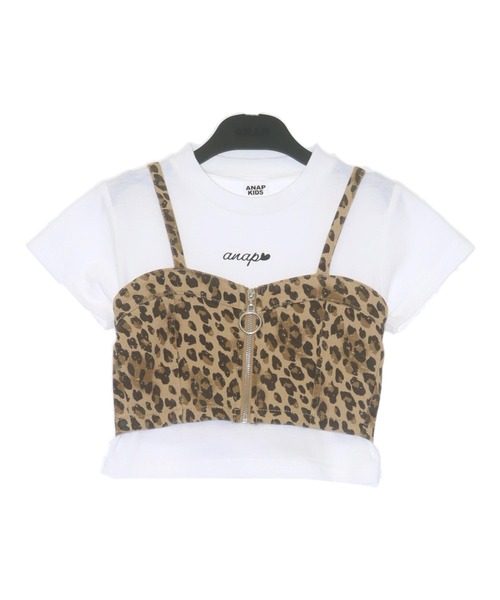 ANAP kids（アナップキッズ）の「バッグ スピンドル ビスチェ × Tシャツ SET 【ジュニアお揃い】（Tシャツ/カットソー・キッズ・ベージュ/ブルー・130cm/120cm）」の9枚目の写真