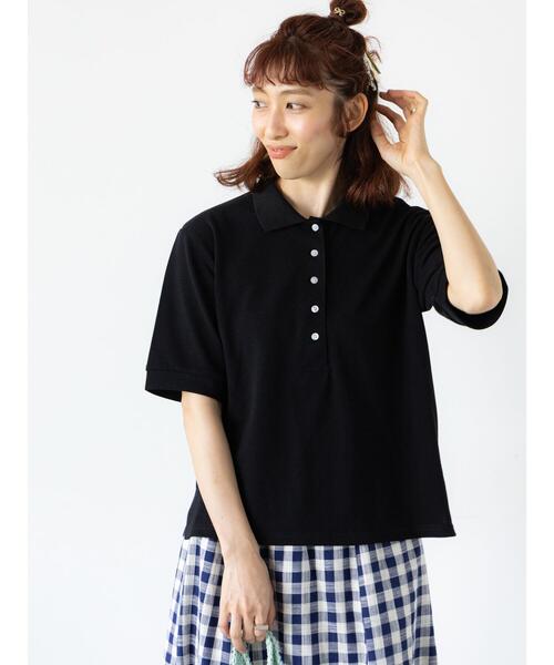 Lugnoncure(ルノンキュール)の「鹿の子ポロシャツ(その他トップス・レディース・ブラック/オフホワイト/ネイビー・F)」の2枚目の写真