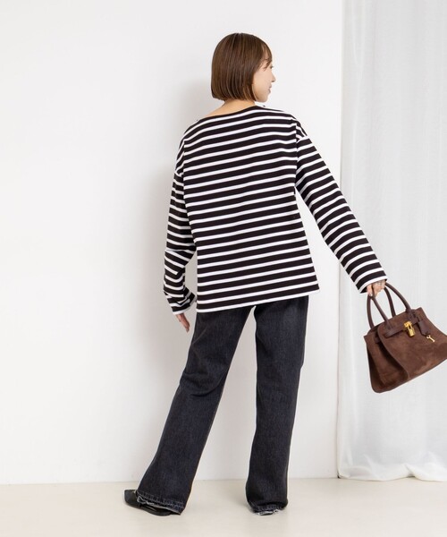 Rie Miller（リエミラー）の「BIGマリンボーダーボートネックプルオーバーカットソー（Tシャツ/カットソー・レディース・ブラウン系その他/ブラック系その他/ブルー系その他・38）」の22枚目の写真