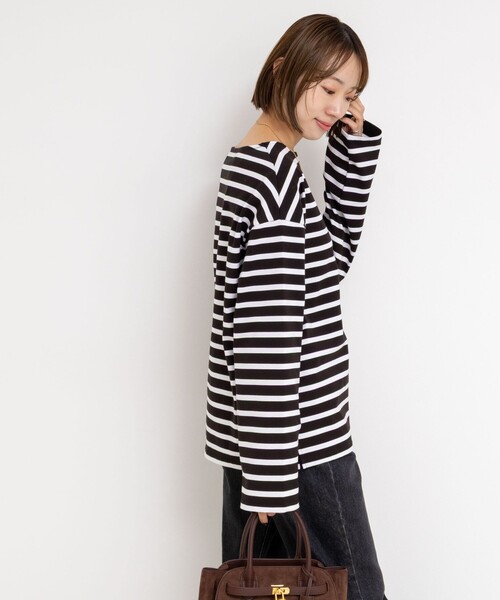 セール】BIGマリンボーダーボートネックプルオーバーカットソー（T