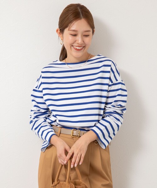 Rie Miller（リエミラー）の「BIGマリンボーダーボートネックプルオーバーカットソー（Tシャツ/カットソー・レディース・ブラウン系その他/ブラック系その他/ブルー系その他・38）」の19枚目の写真