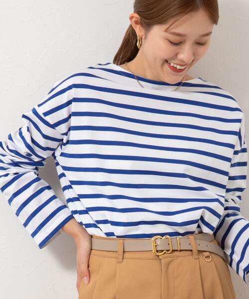 Rie Miller（リエミラー）の「BIGマリンボーダーボートネックプルオーバーカットソー（Tシャツ/カットソー・レディース・ブラウン系その他/ブラック系その他/ブルー系その他・38）」の20枚目の写真