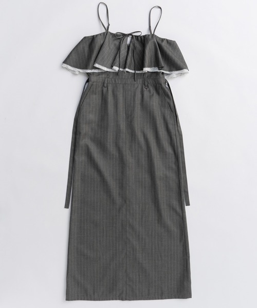 MAISON SPECIAL（メゾンスペシャル）の「Frilled Camisole Dress/フリルキャミワンピース（ワンピース・レディース・ブラック/グレー・36/38）」の5枚目の写真