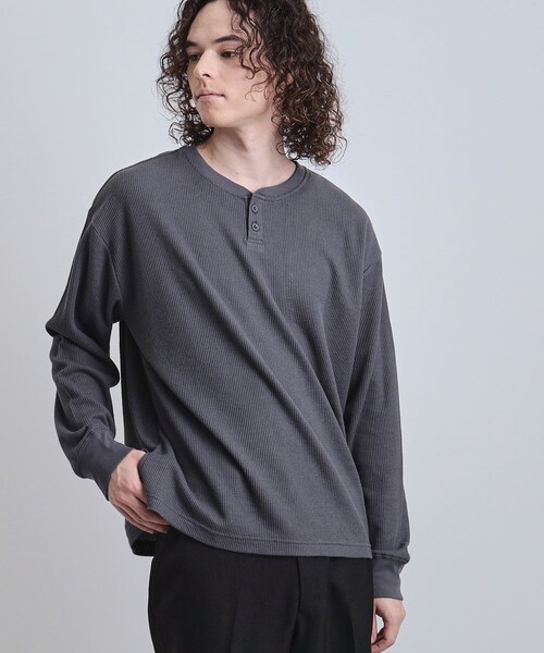 tk.TAKEO KIKUCHI（ティーケータケオキクチ）の「ワッフルヘンリーカットソー（Tシャツ/カットソー・メンズ・アイボリー/ブラック/チャコールグレー/ホワイト・02/03/04）」の13枚目の写真