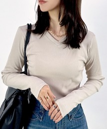 【毎日着たくなる、着回し力抜群のトップス】ネックが選べる長袖リブトップス 秋服
