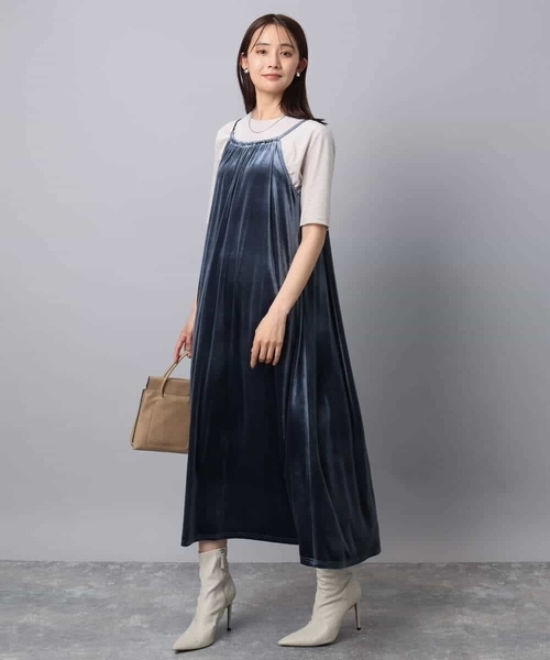 MK MICHEL KLEIN（エムケーミッシェルクラン）の「スノーベロア ショルダーストラップワンピース/洗える（ワンピース・レディース・ブルー/ブラック・38）」の14枚目の写真