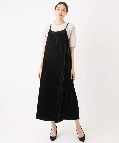 MK MICHEL KLEIN（エムケーミッシェルクラン）の「スノーベロア ショルダーストラップワンピース/洗える（ワンピース・レディース・ブルー/ブラック・38）」の15枚目の写真