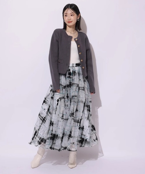 11/23限定価格★美品Mystrada ベールフロッキースカート　グレージュ Mystrada（マイストラーダ）の「ベールフロッキースカート（スカート