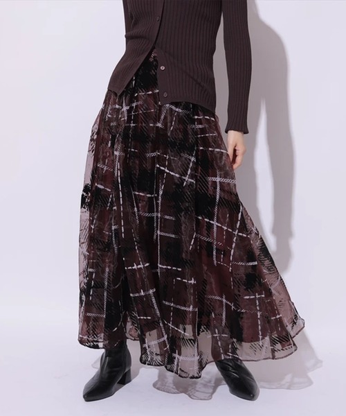 マイストラーダ グラデチェックスカート Mystrada（マイストラーダ）の「グラデチェックフロッキースカート