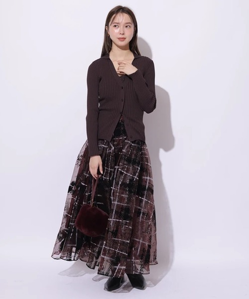 Mystrada（マイストラーダ）の「グラデチェックフロッキースカート（スカート・レディース・ブルーグレー/レッド系その他3・38/36/34）」の11枚目の写真